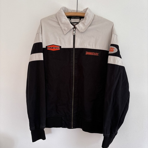 HARLEY DAVIDSON jacket zip up MEDIUM embroided workwear style - Picture 2 of 6